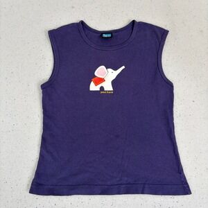 Vintage Paul Frank Elephant Graphic Purple Sleeveless Tank Top Y2K Youth Small